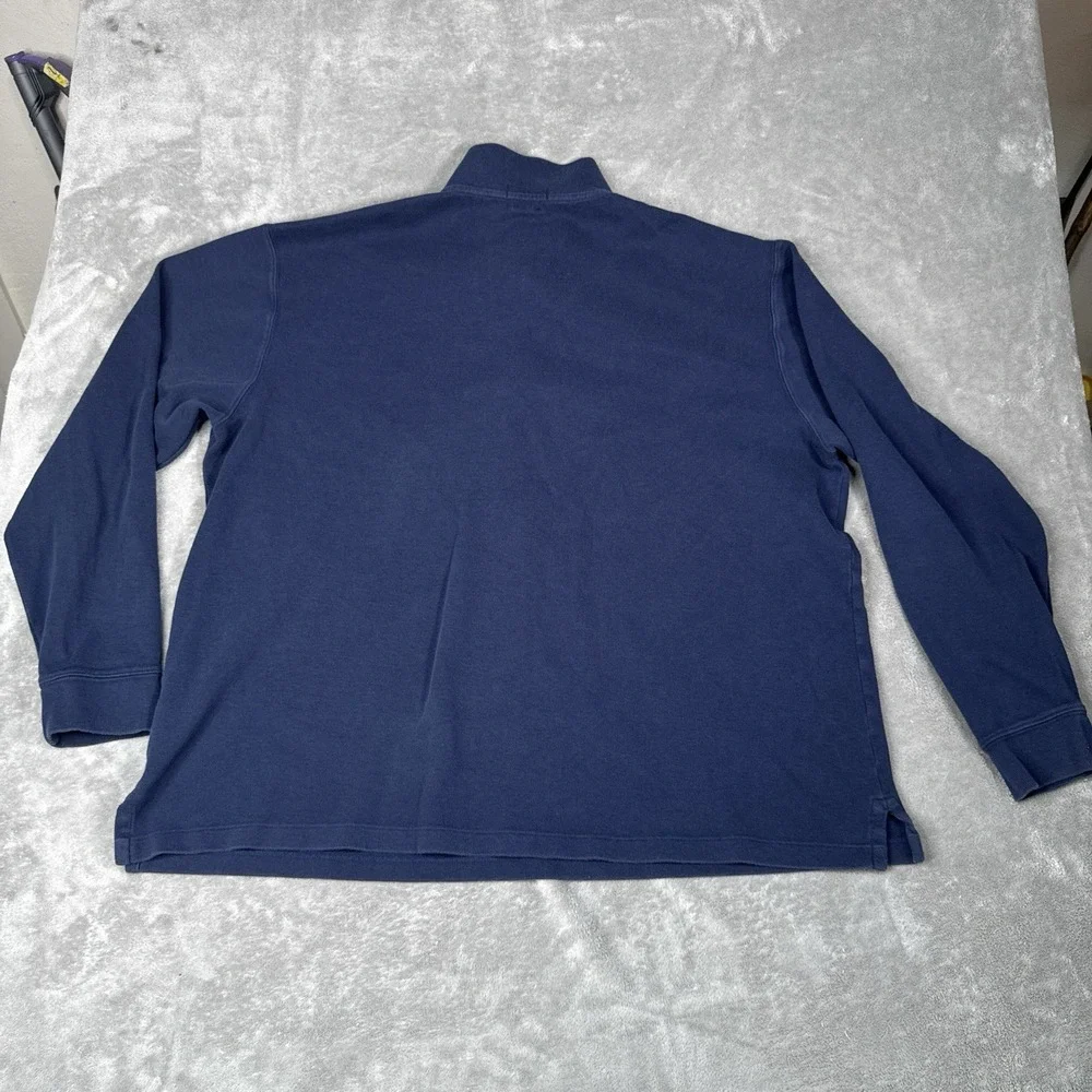 Polo Ralph Lauren Sweater Mens 2XLT XXL Estate Rib Navy Blue 1/4 Zip Pull Over